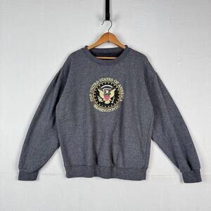90’s USA Embroidered Washington DC Seal Pullover Sweatshirt Size XL Gray